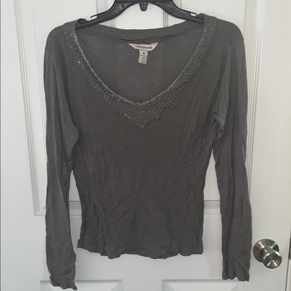 Aeropostale Steel Gray beaded embellished top.
